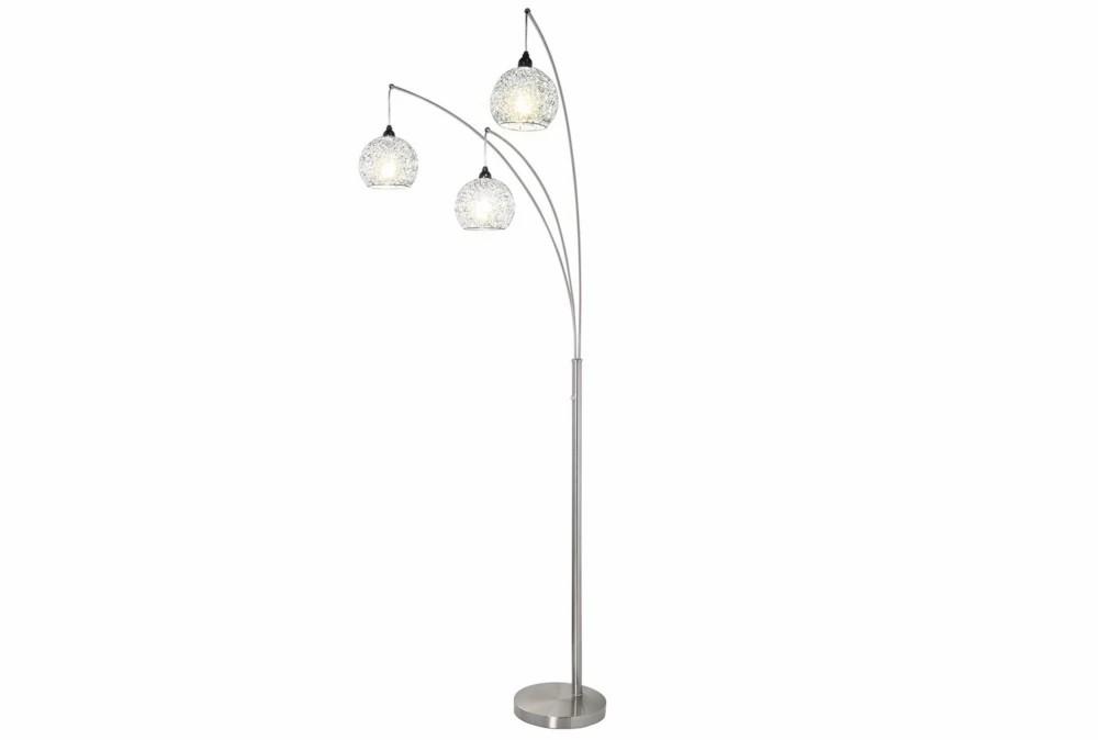 Floor Lamps | 85″H Silver Arc Floor Lamp With Grey Shade Decor Floor Lamps