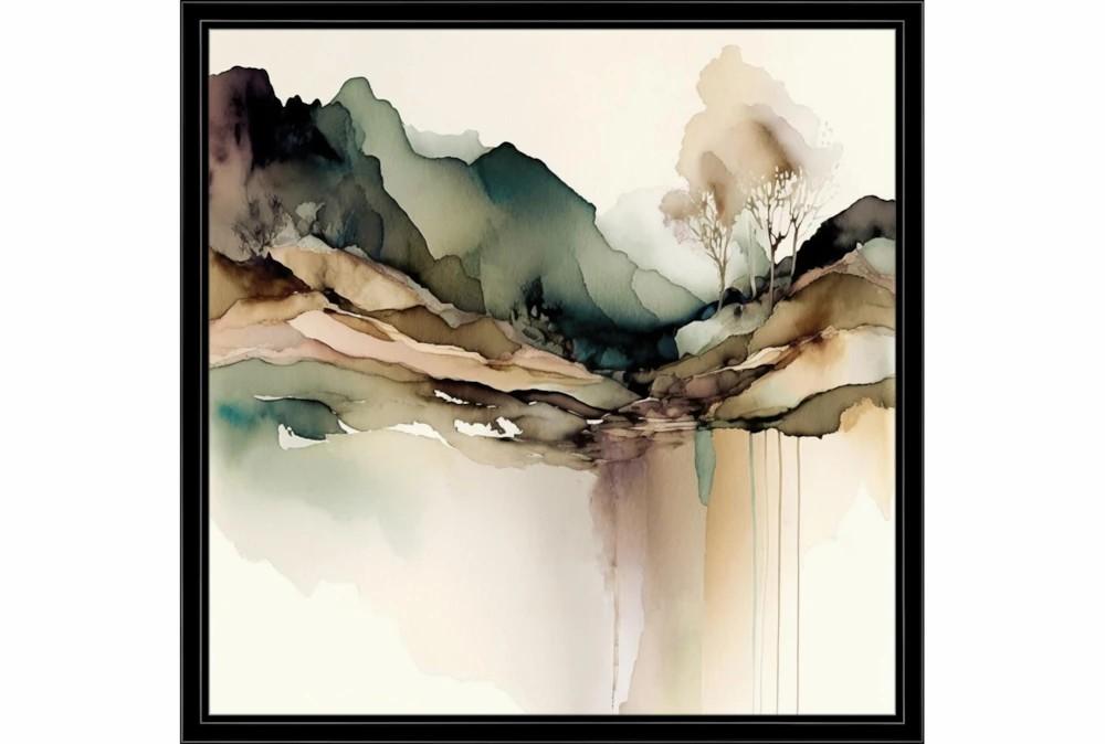 Framed Canvas Art | 26X26 Watercolor Escape I With Black Frame Decor Framed Canvas Art