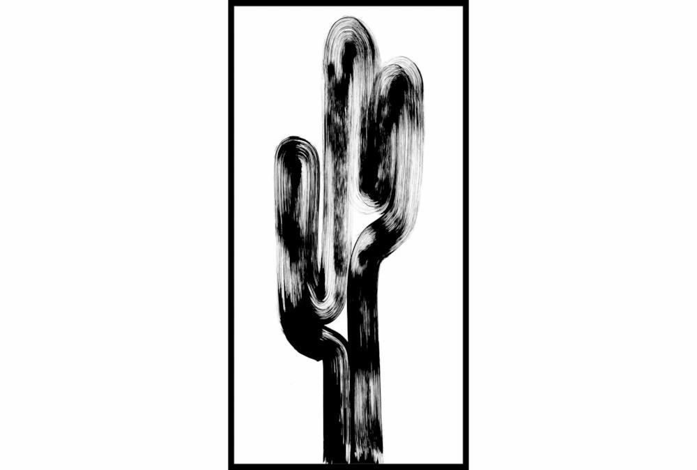 Framed Canvas Art | 26X50 Modern Cactus I With Black Frame Decor Framed Canvas Art