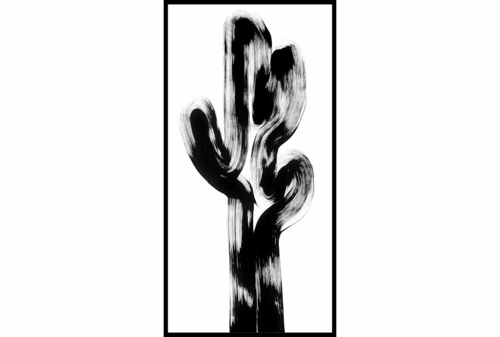 Framed Canvas Art | 26X50 Modern Cactus Iii With Black Frame Decor Framed Canvas Art