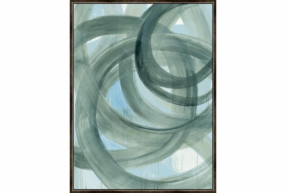 Framed Canvas Art | 32X42 Modern Swirl Emerald With Espresso Frame Decor Framed Canvas Art