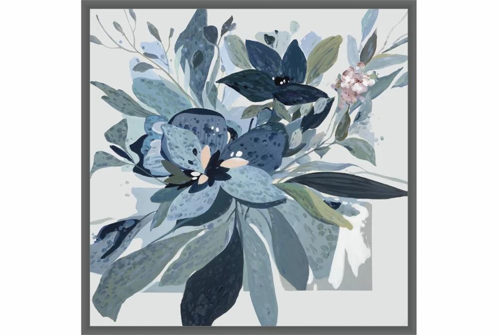 Framed Canvas Art | 40X40 Blue Bouquet With Grey Frame Decor Framed Canvas Art