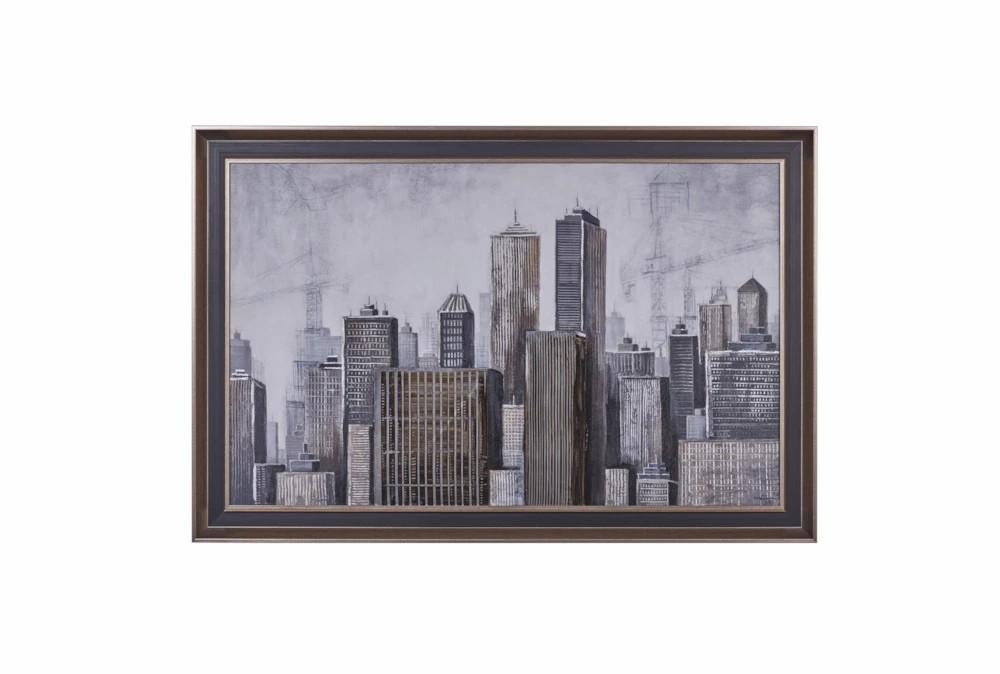 Framed Canvas Art | 40X60 Grey City Painting Decor Framed Canvas Art