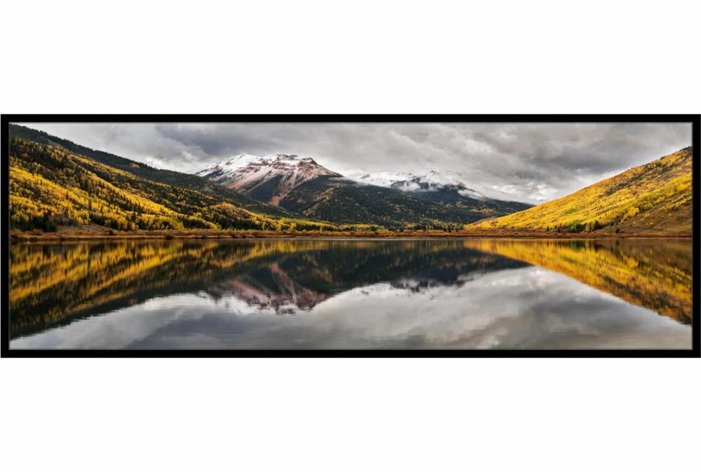 Framed Canvas Art | 56X20 Crystal Lake With Black Frame Decor Framed Canvas Art