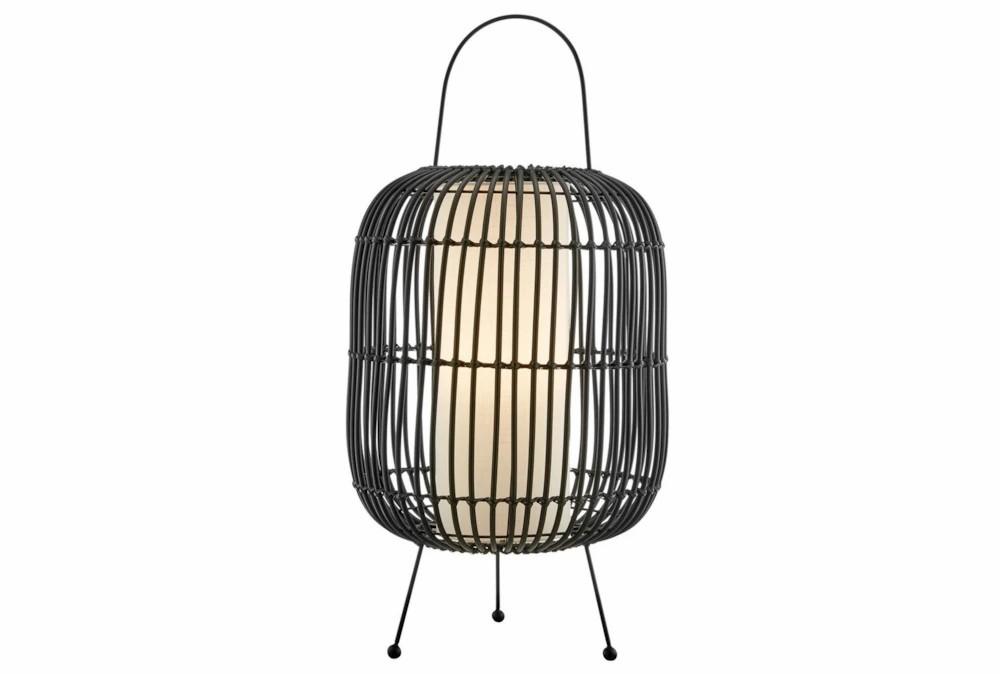 Lanterns | 28 Inch Black Woven Oval Cordless Dimmable Outdoor Lantern Lamp With Rechargeable Bulb Decor Lanterns