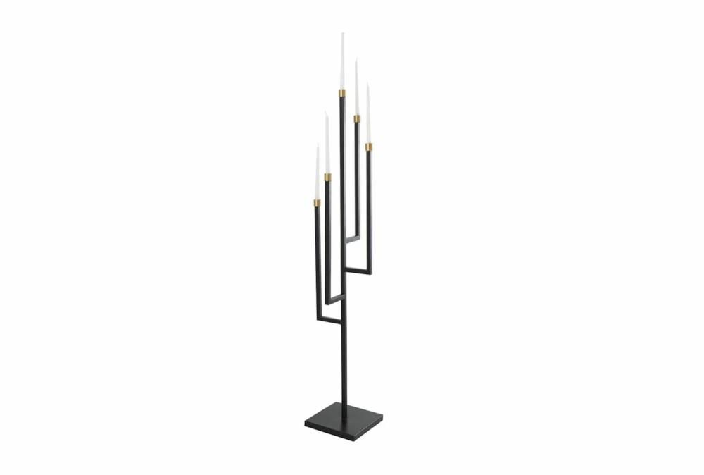 Lanterns | 59″ Black + Gold Modern Floor Candelabra Candle Holder Decor Lanterns