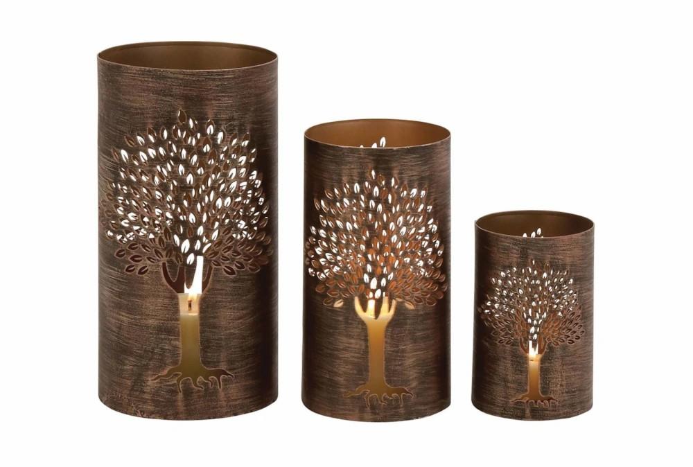 Lanterns | Brown Iron Lantern Set Of 3 Decor Lanterns