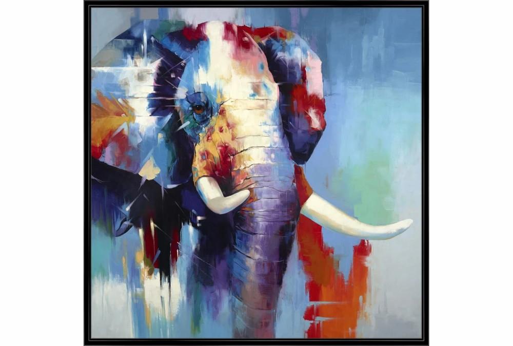 Large Wall Art | 47X47 The Mighty Elephant With Black Frame Decor Large Wall Art