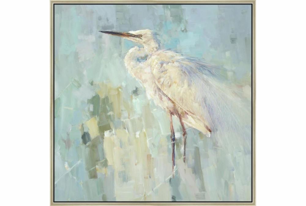 Large Wall Art | 47X47 White Heron With Champagne Frame Decor Large Wall Art