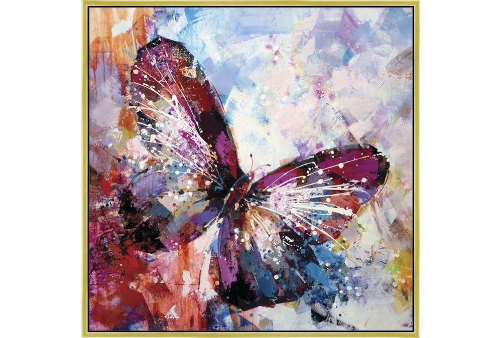 Large Wall Art | 47X47 Winged Beauty Butterfly With Gold Frame Decor Large Wall Art