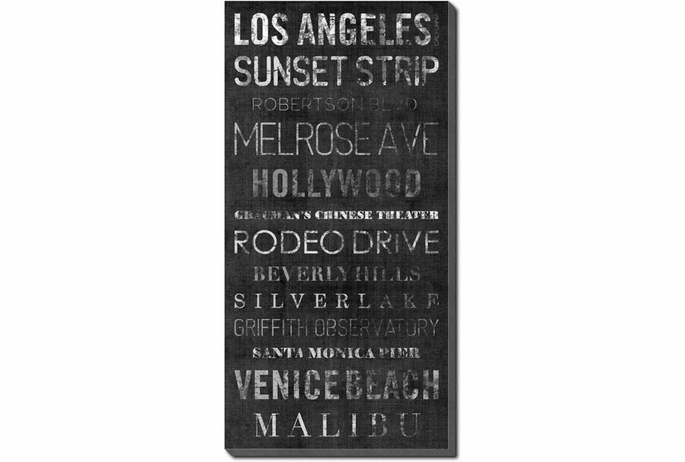 Large Wall Art | Picture-Typography B & W Los Angeles 24X48 Decor Large Wall Art