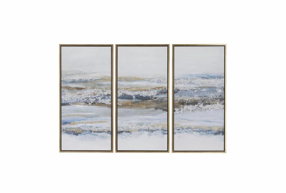 Paintings | 20X39 Crashing Waves Polystone Framed Wall Art Set Of 3 Decor Paintings