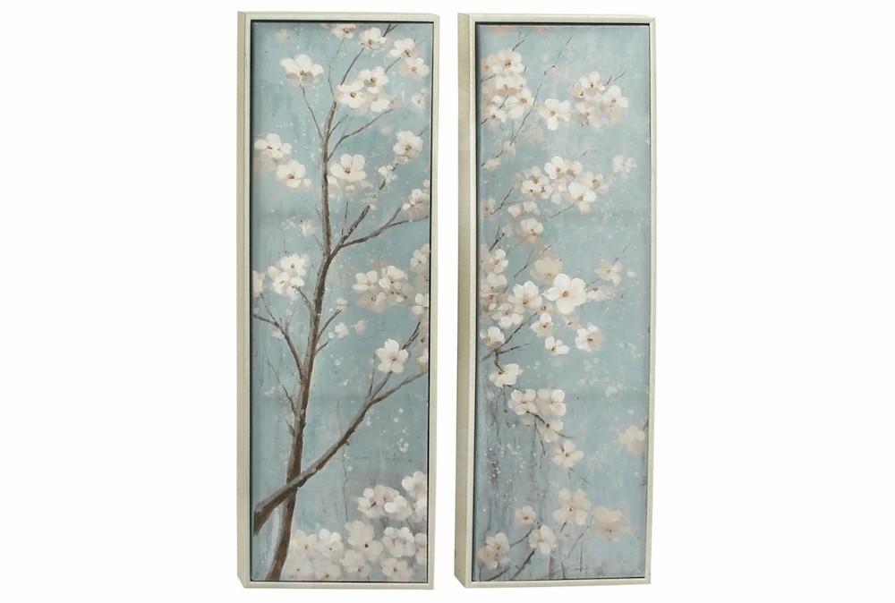 Paintings | 20X59 Cherry Blossom With Silver Frame Set Of 2 Decor Paintings