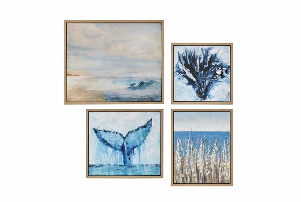 Paintings | 26X22 Blue Seascape Set Of 4 Decor Paintings