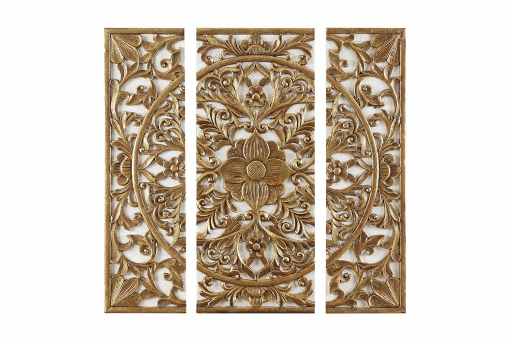 Paintings | 28X28 Gold Medallion Set Of 3 Decor Paintings