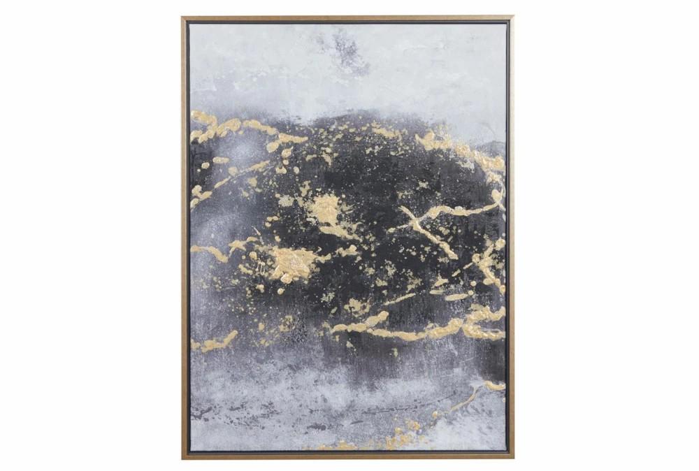 Paintings | 30X40 Abstract Black + Gold I With Gold Frame Decor Paintings