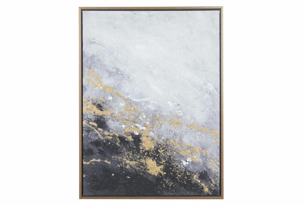 Paintings | 30X40 Abstract Black + Gold Ii With Gold Frame Decor Paintings