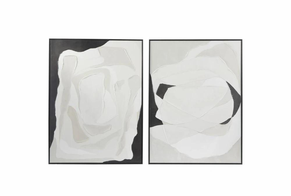 Paintings | 30X40 Abstract White Roses With Black Frame Set Of 2 Decor Paintings