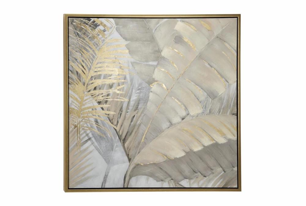 Paintings | 40X40 Brown Palm Leaf With Gold Frame Decor Paintings