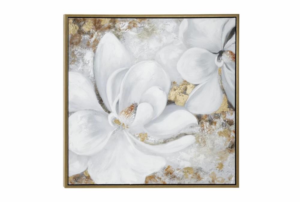 Paintings | 40X40 White Floral With Gold Frame Decor Paintings