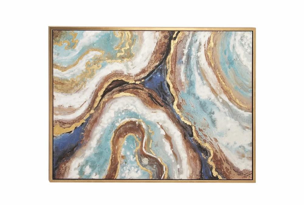 Paintings | 47X36 Geode Multi Colored Slice With Gold Frame Decor Paintings