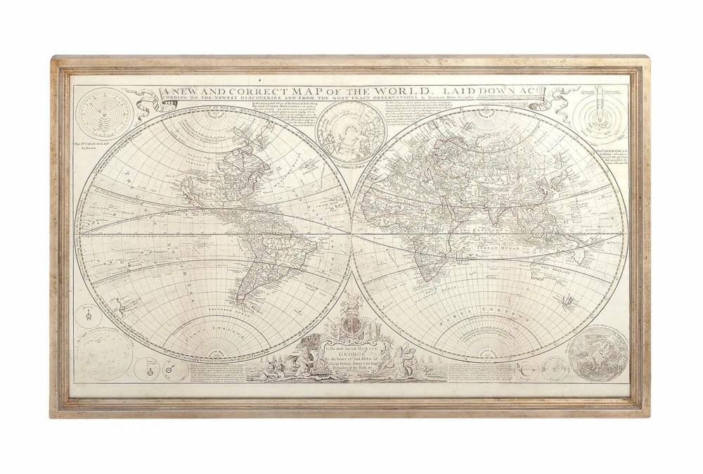 Paintings | 48X31 World Map With Gold Frame Decor Paintings