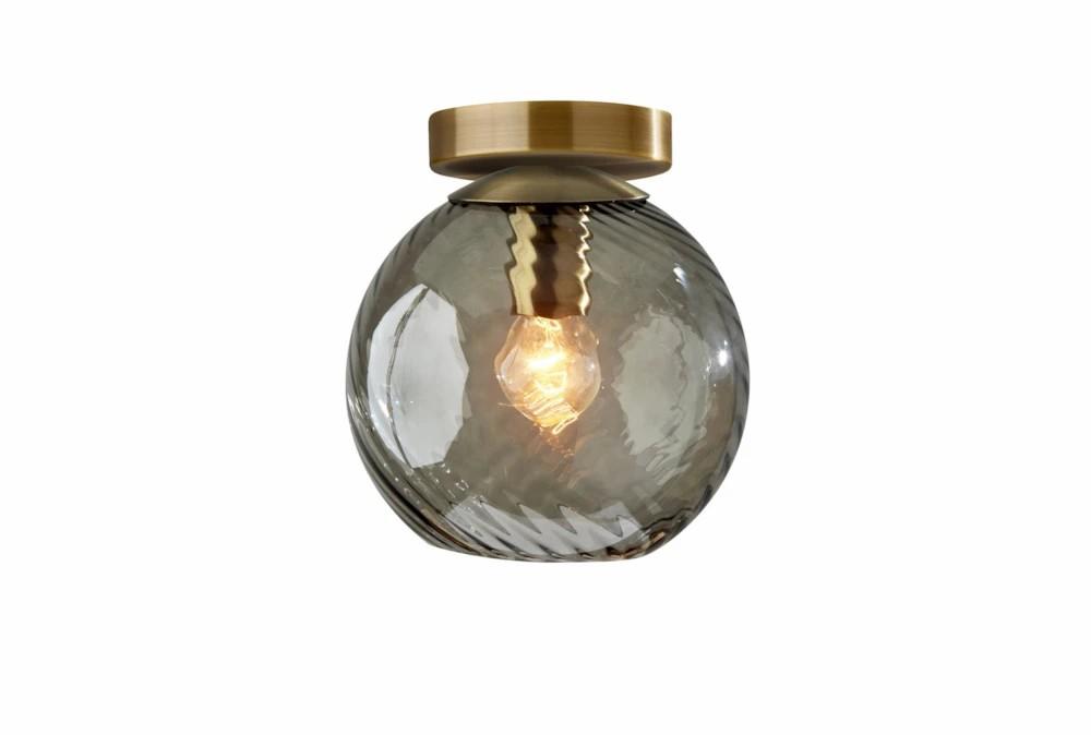 Pendant Lights | 9″ Antique Brass + Swirled Smoke Glass Flush Mount Light Fixture With Compatible Wall Dimmers Decor Pendant Lights