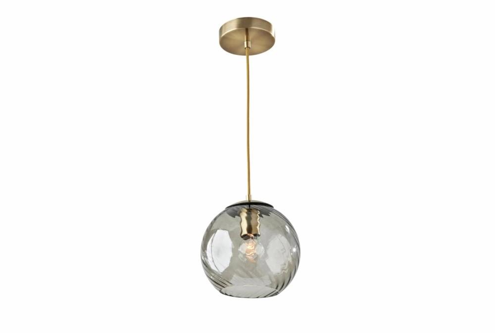 Pendant Lights | 9″ Antique Brass + Swirled Smoke Glass Pendant With Compatible Wall Dimmers Decor Pendant Lights