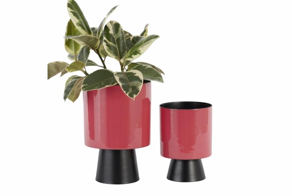 Planters | 15 Inch Red Iron Planter Set Decor Planters