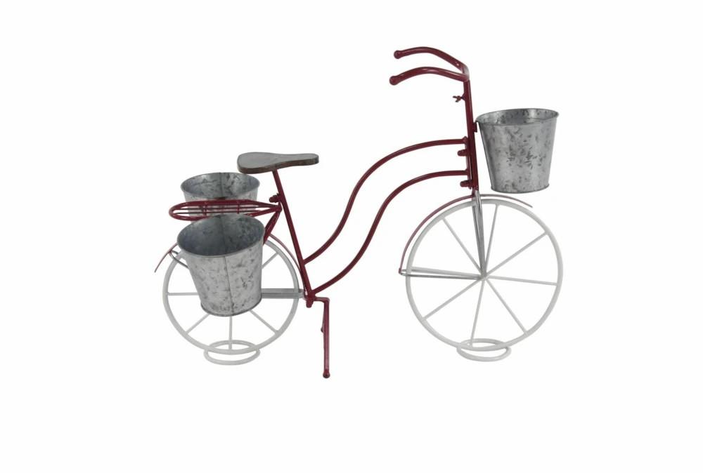 Planters | 23 Inch Red Metal Galvanized Bicycle Planter Decor Planters