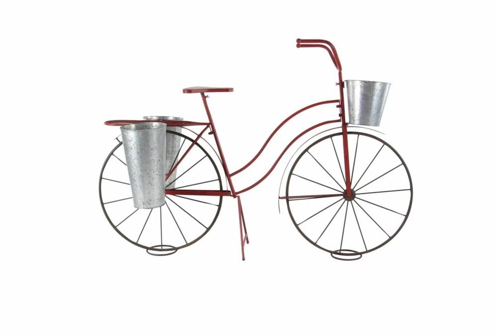 Planters | 38 Inch Red Metal Bicycle Plant Stand Decor Planters