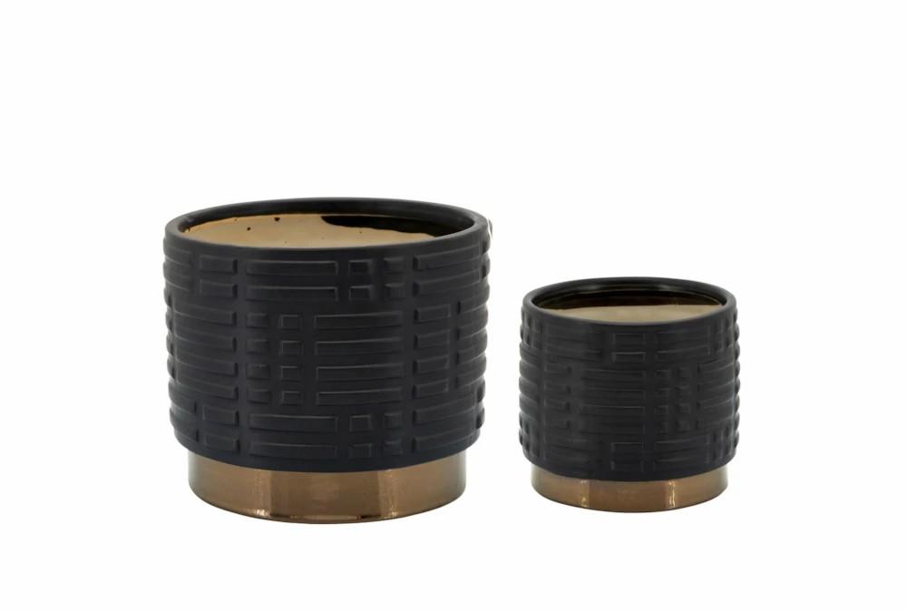 Planters | 6 Inch & 8 Inch Black Set Of 2 Maze Metallic Planters Decor Planters