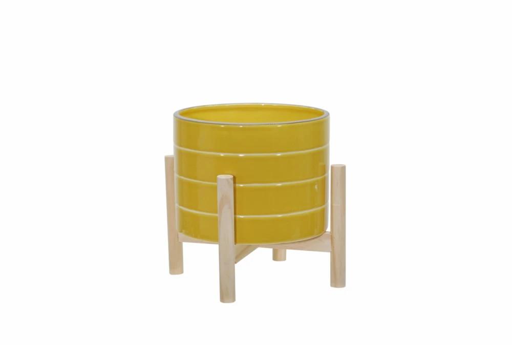 Planters | 8 Inch Yellow Striped Planter Decor Planters