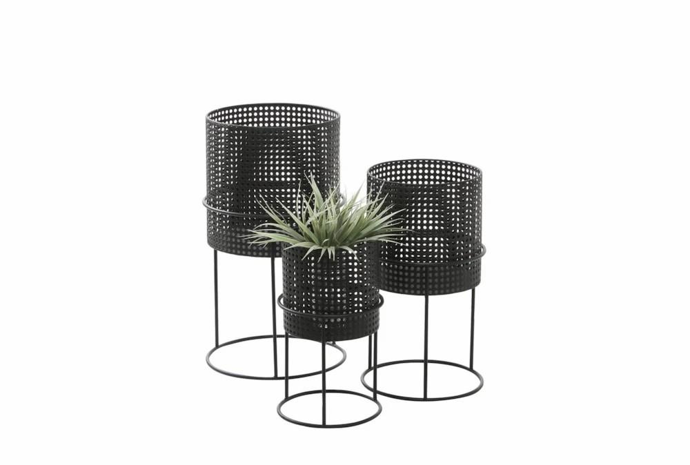 Planters | Black Iron Planter Set Of 3 Decor Planters