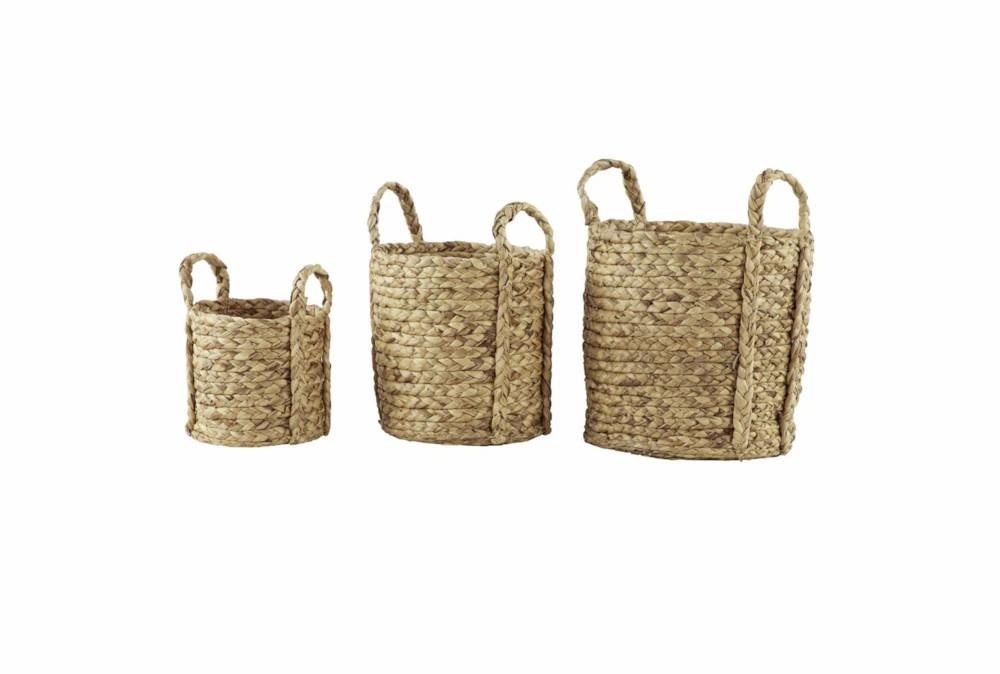 Planters | Brown 20 Inch Waterhyancinth Planter Set Of 3 Decor Planters