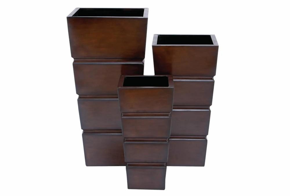 Planters | Brown Iron Planter Set Of 3 Decor Planters