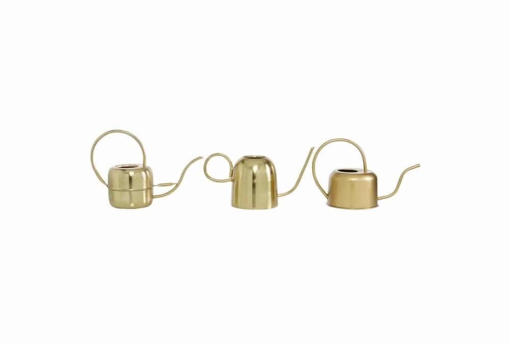 Planters | Gold Iron Watering Can Set Of 3 Decor Planters