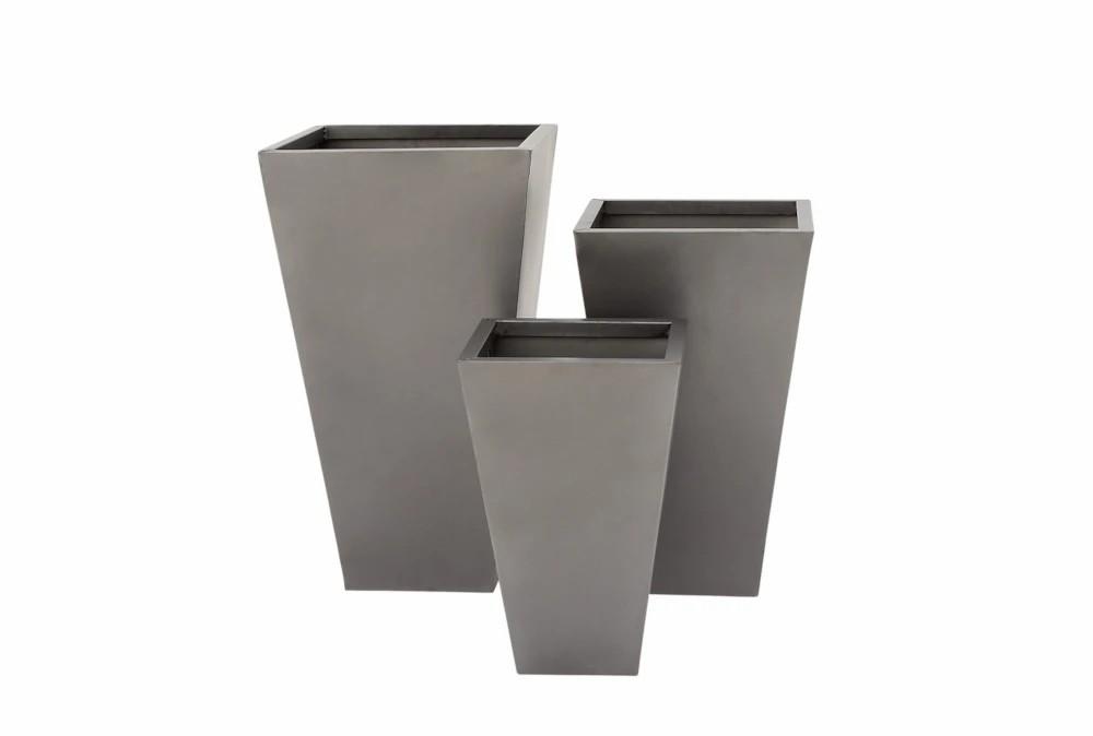 Planters | Grey Iron Planter Set Of 3 Decor Planters