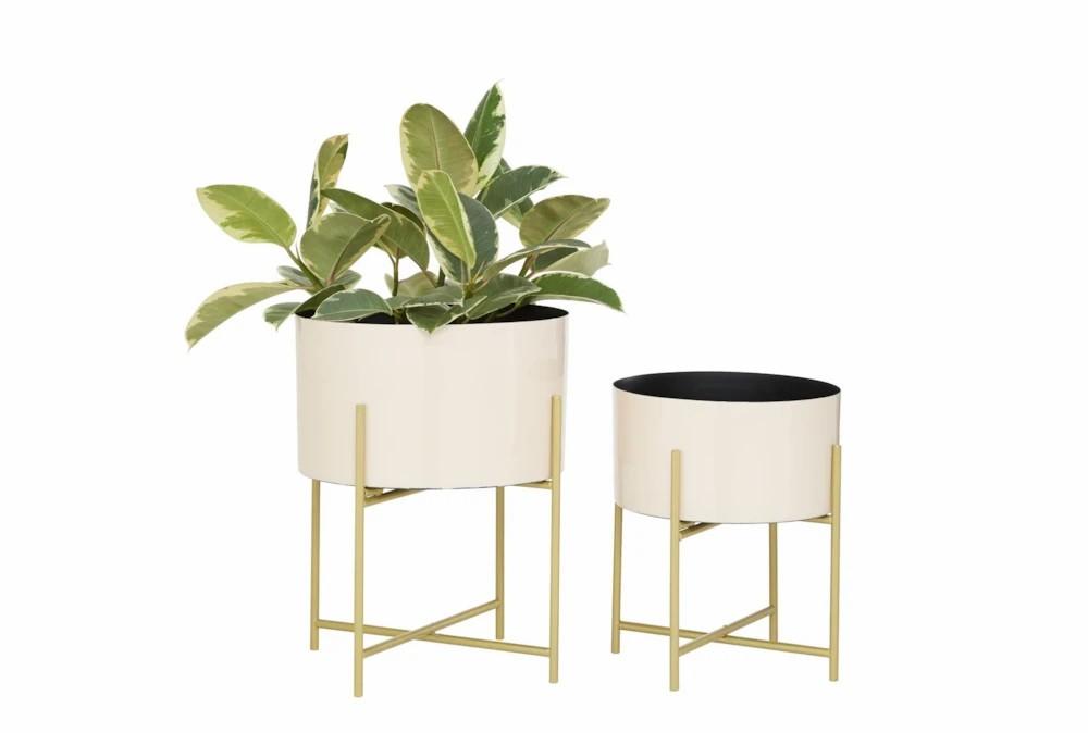 Planters | Peach Iron Planter Set Of 2 Decor Planters