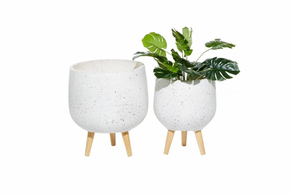 Planters | White Wood Planter Set Of 2 Decor Planters