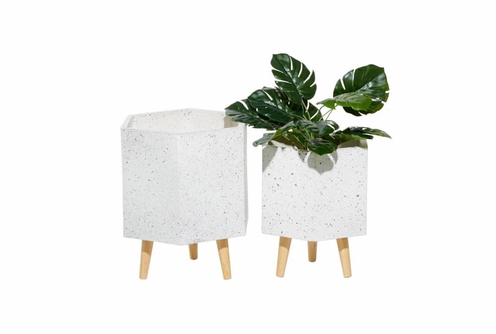 Planters | White Wood Planter Set Of 2 Decor Planters