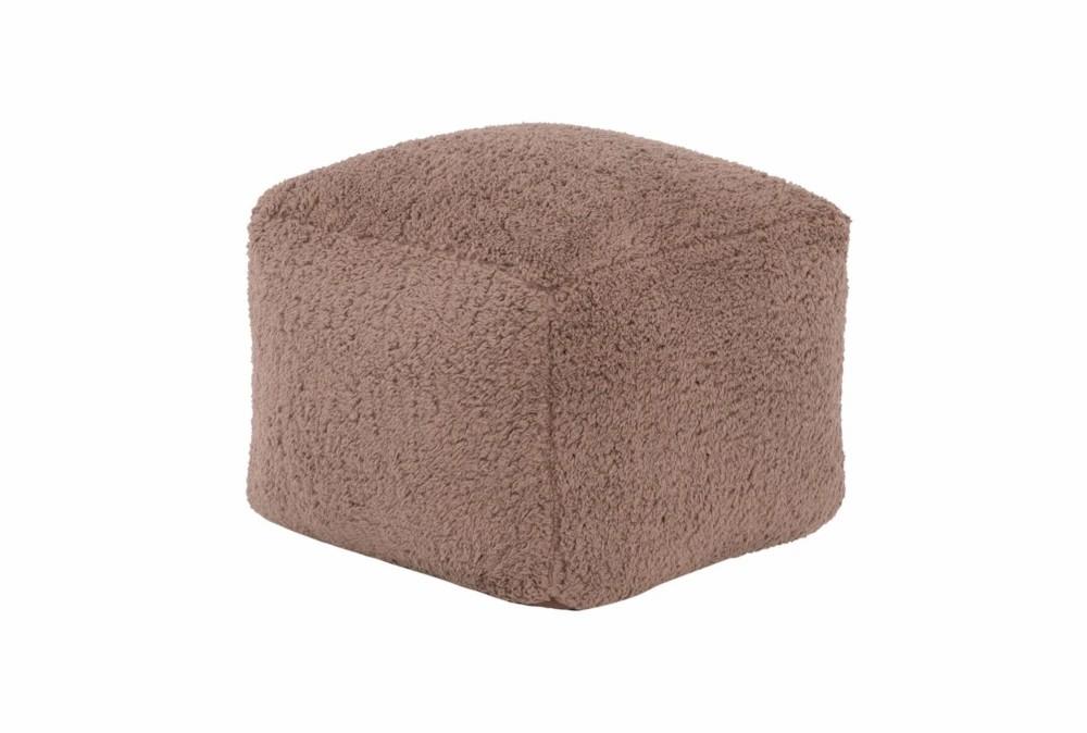 Poufs | 18X18 Brown Sherpa Cube Floor Pouf Decor Poufs