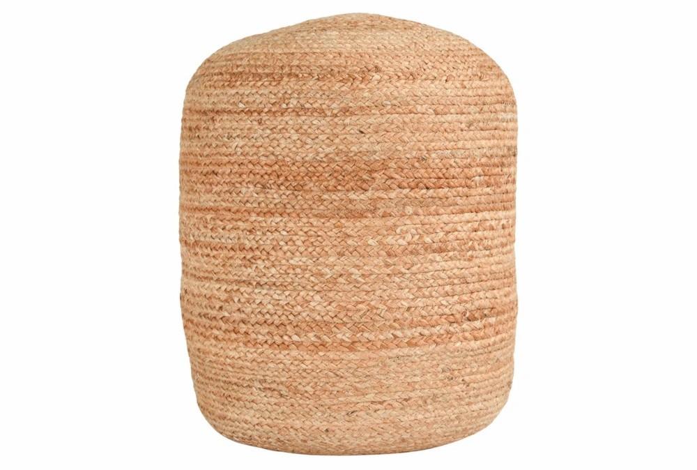 Poufs | 18X18 Natural Woven Jute Round Pouf Decor Poufs