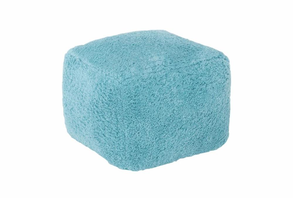 Poufs | 18X18 Turquoise Sherpa Cube Floor Pouf Decor Poufs