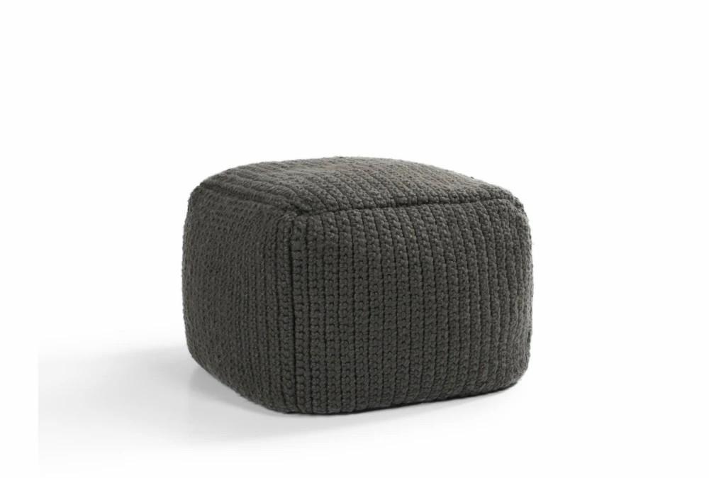 Poufs | 18X18X14 Dark Grey Performance Knit Indoor Outdoor Pouf Decor Poufs