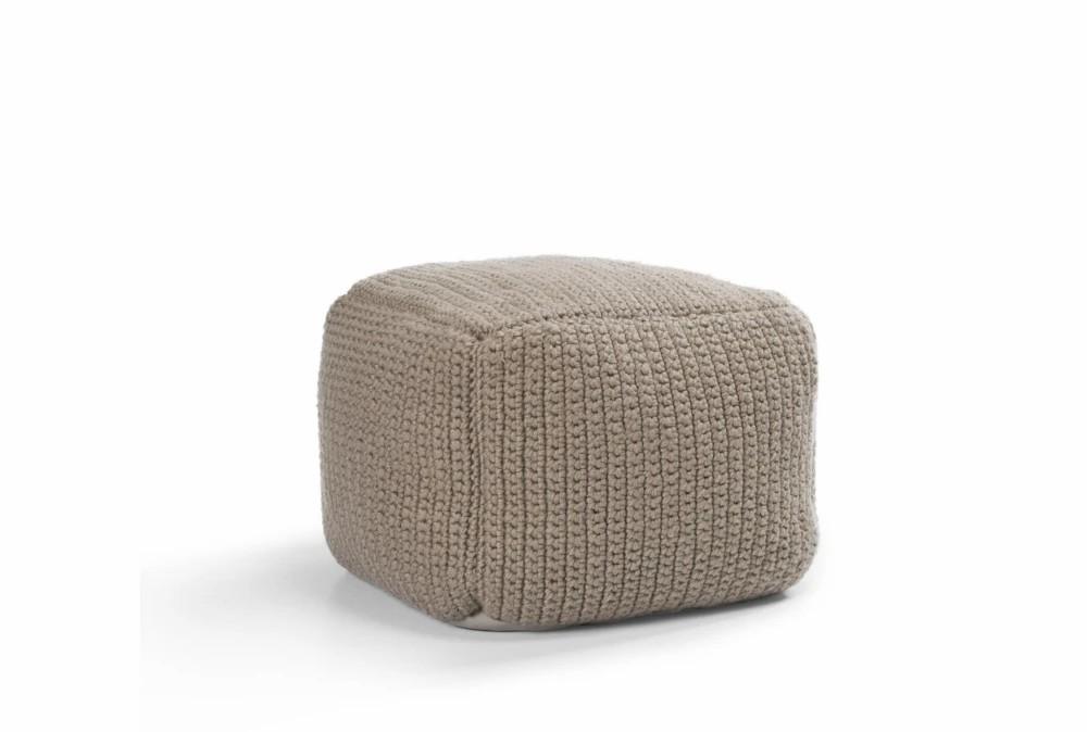 Poufs | 18X18X14 Natural Performance Knit Indoor Outdoor Pouf Decor Poufs