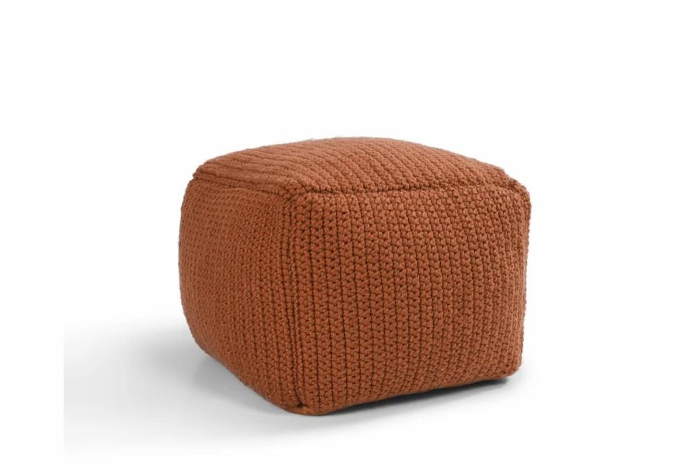 Poufs | 18X18X14 Terracota Performance Knit Indoor Outdoor Pouf Decor Poufs