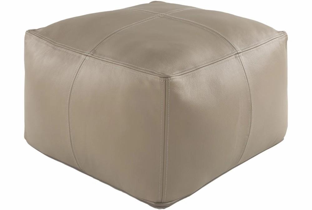 Poufs | 22 Inch Taupe 100% Leather Pouf Decor Poufs