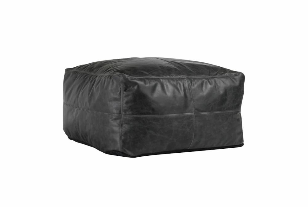 Poufs | 24X24 Black Onyx Leather Floor Cushion Pouf Decor Poufs