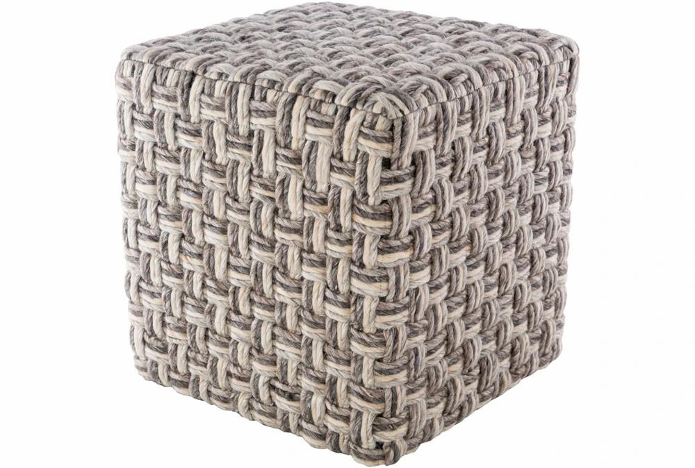 Poufs | Pouf-Basket Weave Charcoal And Cream Decor Poufs